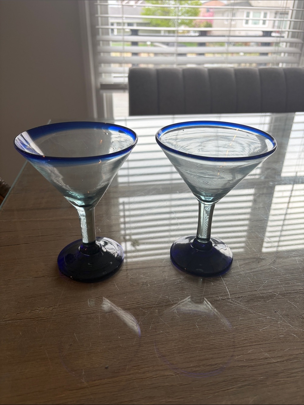 Pier 1 Blue-Rimmed Martini Glasses (Pair)